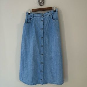 Anne Klein Denim Women’s Vintage Light Wash High Waist Midi Skirt Size 8